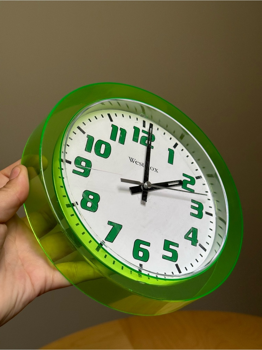 Neon Lime Green Vintage Westclox 7.75" Circle Quartz Wall Clock Working - Picture 12 of 12